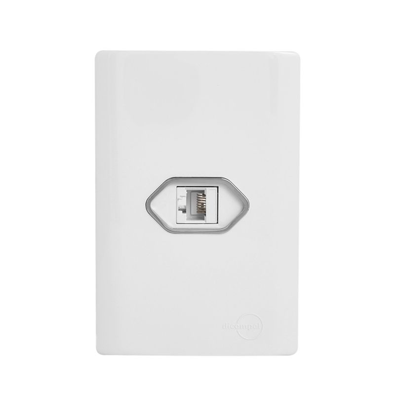 Tomada RJ45 com Placa 4x2 Branca da Linha Novara - 1100/41 - DICOMPEL