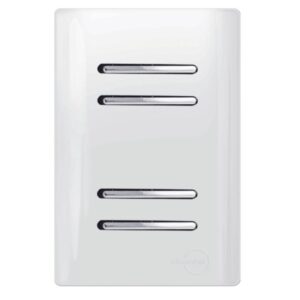 4 Interruptores Simples Cromado com Placa 4x2 Branco - DC-1200172 - NOVARA