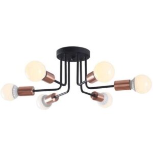 Pendente Argos Preto Cobreado 6 Lâmpadas - PD111/6PT_CO - KIN