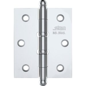 Dobradiça Pino e Bola 3" x 2.1/2" x 1,7mm Cromado com 2 Anéis e Canto Reto - 42048 - STAM