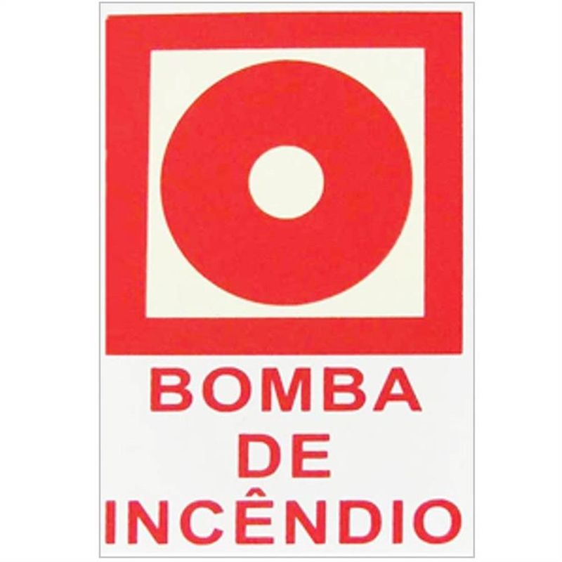 Placa de PVC Fotoluminescente Auto-Adesiva 13.5x20 Bomba de Incêndio - 220 BX - SINALIZE