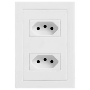 2 Tomadas Universais 2P+T 10 Amperes Placas 4x2 Cinza Fosco - EKC-30000/27 - DICOMPEL