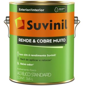 Tinta Acrílica Rende & Cobre Muito Fosco 3.6 Litros Palha - 50308447 - SUVINIL