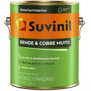 Tinta Acrílica Rende & Cobre Muito Fosco 3.6 Litros Branco - 50308370 - SUVINIL