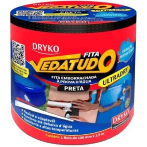 Fita Adesiva Emborrachada Drykofita Vedatudo Preta Reparos para Uso em Geral - SUPERFITAPTO-CX - DRYKO