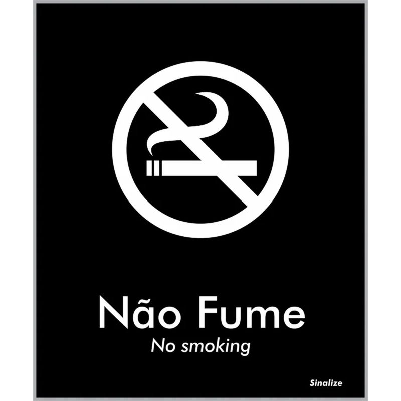 Placa de Poliestireno Store Black 15x18cm Proibido Fumar - BLK01 - SINALIZE