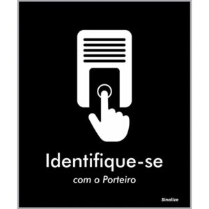 Placa de Poliestireno Store Black 15x18cm Identifique-se com o Porteiro - BLK10 - SINALIZE