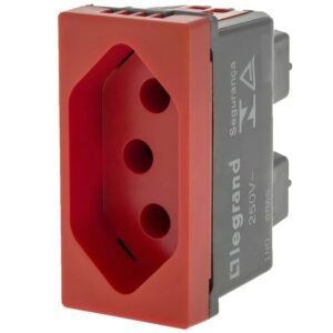 Tomada 2P+T de 10 Ampères 250 Volts Automática 1M Vermelha - 615039VM - PIAL