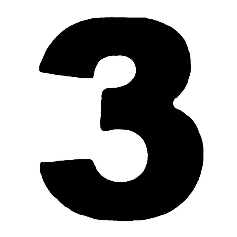 Número 3 em ACM Preto 125mm - 600-3 - NUMERAL