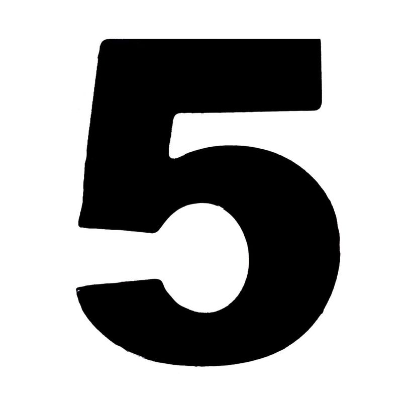 Número 5 em ACM Preto 125mm - 600-5 - NUMERAL