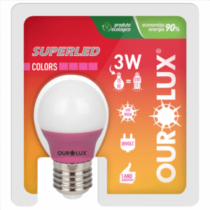 Lâmpada Bolinha Colors Rosa de 3 Watts Bivolt - 05430 - OUROLUX