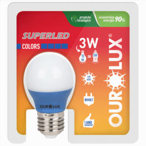 Lâmpada Bolinha Colors Azul de 3 Watts Bivolt - 05432 - OUROLUX