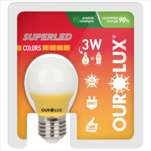 Lâmpada Bolinha Colors Amarela de 3 Watts Bivolt - 05433 - OUROLUX
