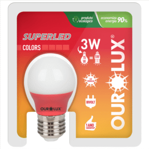 Lâmpada Bolinha Colors Vermelha de 3 Watts Bivolt - 05434 - OUROLUX