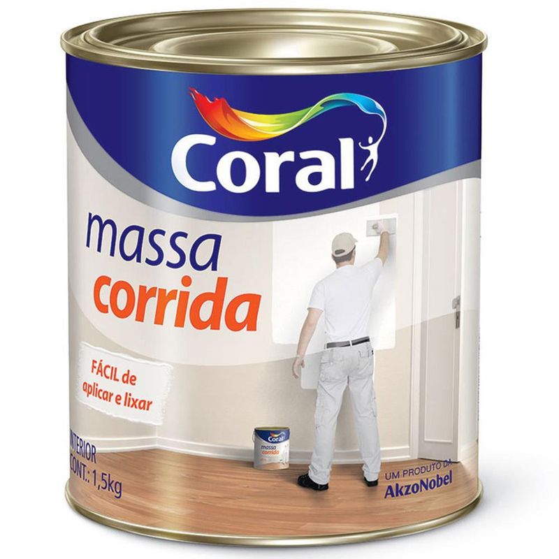 Massa Corrida PVA 1.5 Kilos Branca - 5202595 - CORAL