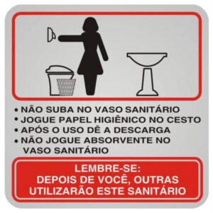 Placa de Alumínio Auto-Adesiva 12x12cm Educativa Sanitario Feminino - 900 AE - SINALIZE