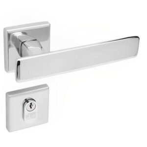 Conjunto de Fechadura 751 em Zamac Externa ST2-55 Roseta 333 de Inox Cromado - 47061008-2 - LA Fonte