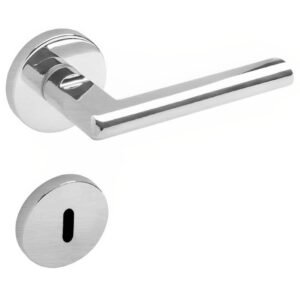 Conjunto de Fechadura 6521 em Zamac Interna ST2 55 Roseta 323 de Inox Cromado Acetindado - 21024028-1 - LA Fonte