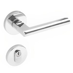 Conjunto de Fechadura 521 em Zamac Externa ST1 40 Roseta 323 de Inox Cromado - 18040008-3 - LA Fonte