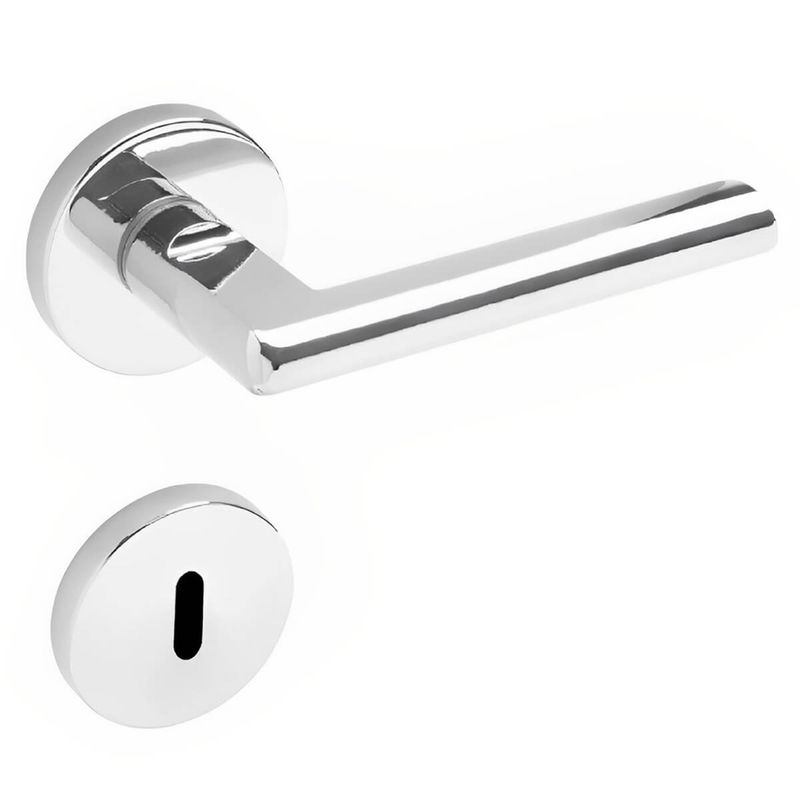 Conjunto de Fechadura 521 em Zamac Interna ST1 40 Roseta 323 de Inox Cromado - 18041008-9 - LA Fonte