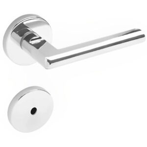 Conjunto de Fechadura 521 em Zamac Para Banheiro ST1 40 Roseta 323 de Inox Cromado - 18042008-4 - LA Fonte