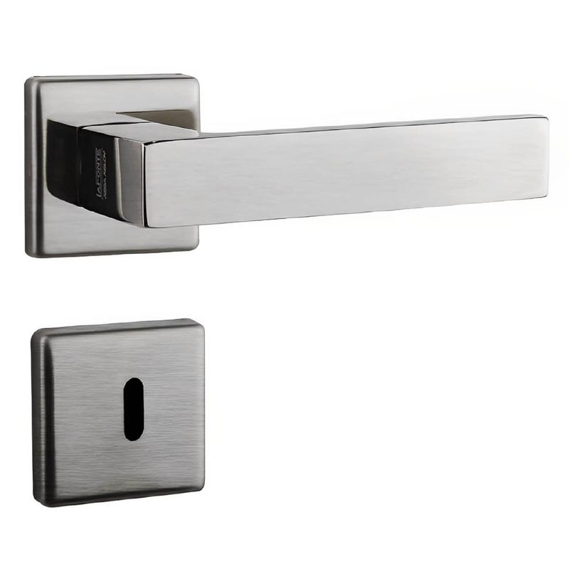 Conjunto de Fechadura 456 em Inox Interna ST1 40 Roseta 323 de Inox Lixado - 18102040-0 - LA Fonte