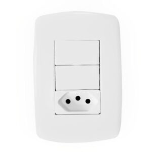 2 Interruptores Simples + 1 Tomada Unidade 2P+T 10A com Placa - DC-8100/17 - DICOMPEL