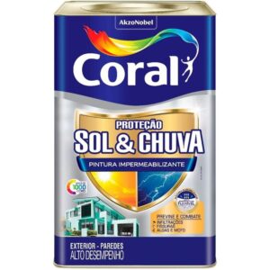 Tinta Acrílica Proteção Sol e Chuva Eggshell 18 Litros Branca - 5202628 - CORAL