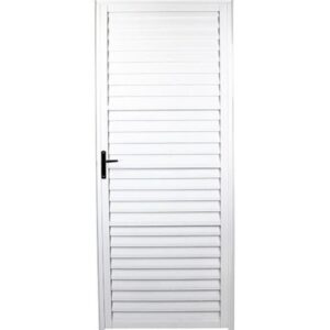 Porta de Alumínio Palheta Branca 210x70cm Direita - FACCE