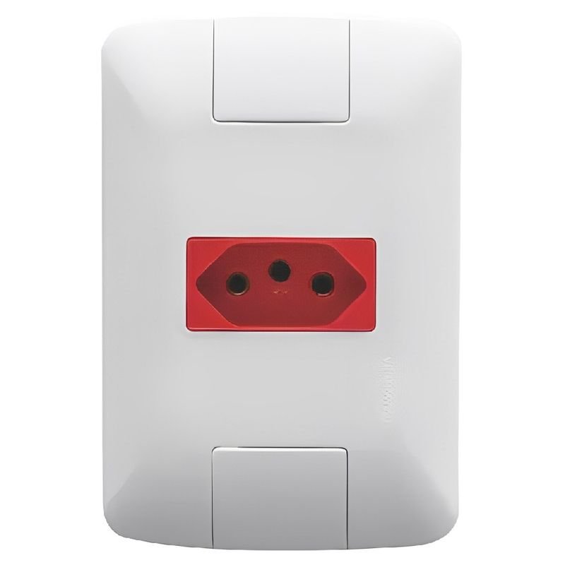 Conjunto 4x2 com 1 Tomada 2P+T 20 Amperes 250 Volts Branco e Vermelho Aria - 57241015 - TRAMONTINA
