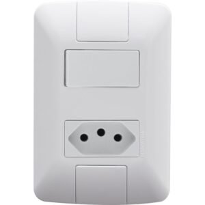 Conjunto de Interruptor Simples 6 Ampères + Tomada 2P+T 20 Ampères Aria - 57241044 - TRAMONTINA