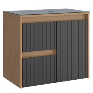 Gabinete para Banheiro em Madeira Kyoto com Tampa de Vidro 61cm Jequitiba sem Cuba - P102039 - COZIMAX
