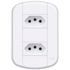 Conjunto de 2 Tomadas 2P+T 10A/250 Volts Distanciadas Blanc Mais - 11239194 - FAME