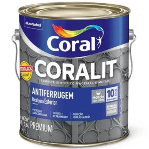 Esmalte Sintético Fundo e Acabamento Ferrolack Coralit Antiferrugem 3,6 Litros Preto - 5203032 - CORAL