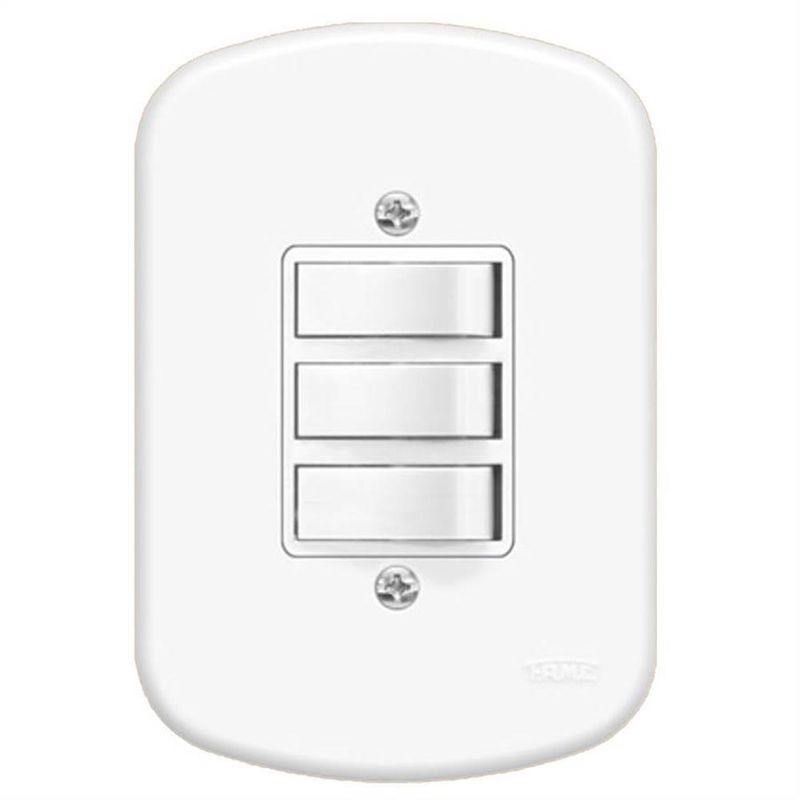 Interruptor Embutir 3 Paralelas com Placa Série Blanc - 0657 - FAME