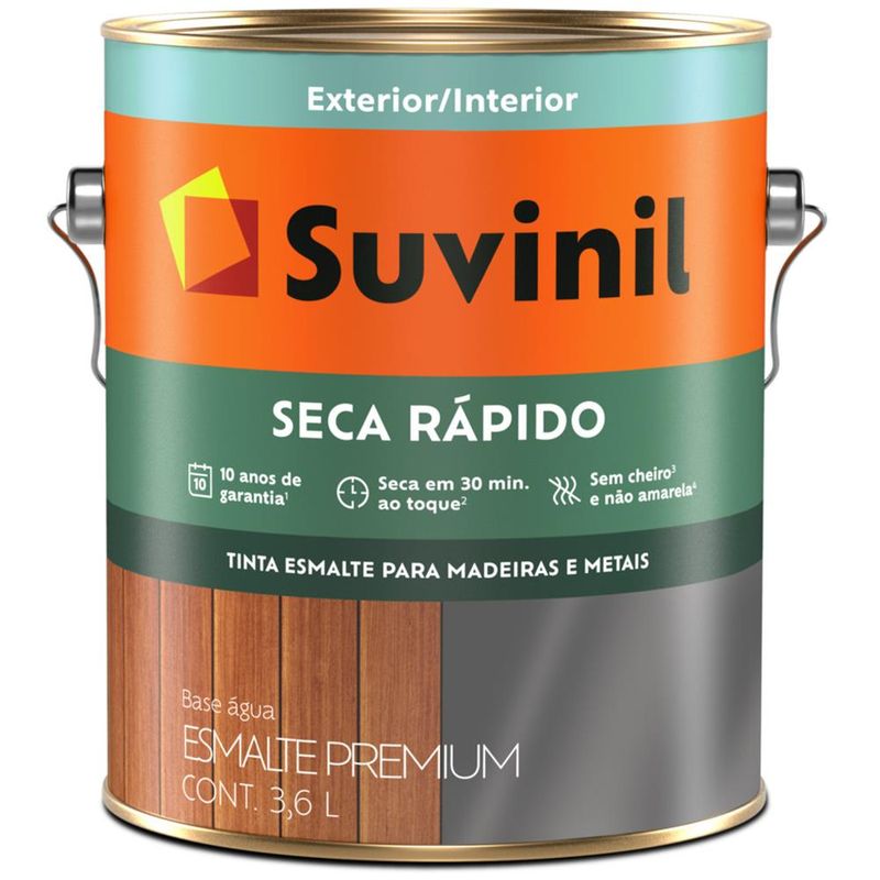 Tinta Esmalte Brilhante Seca Rápido 3,6 Litros Amarelo Ouro - 53349365 - SUVINIL