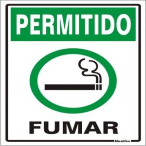 Placa de Poliestireno Auto-Adesiva 20x15cm Permitido Fumar - 220 AA - SINALIZE