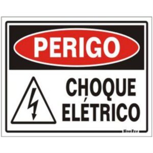 Placa de Poliestireno Auto-Adesiva 20x15cm Perigo Choque Elétrico - 220 BB - SINALIZE