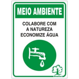 Placa de Poliestireno Auto-Adesiva 20x30cm Economize Água - 250 CC - SINALIZE