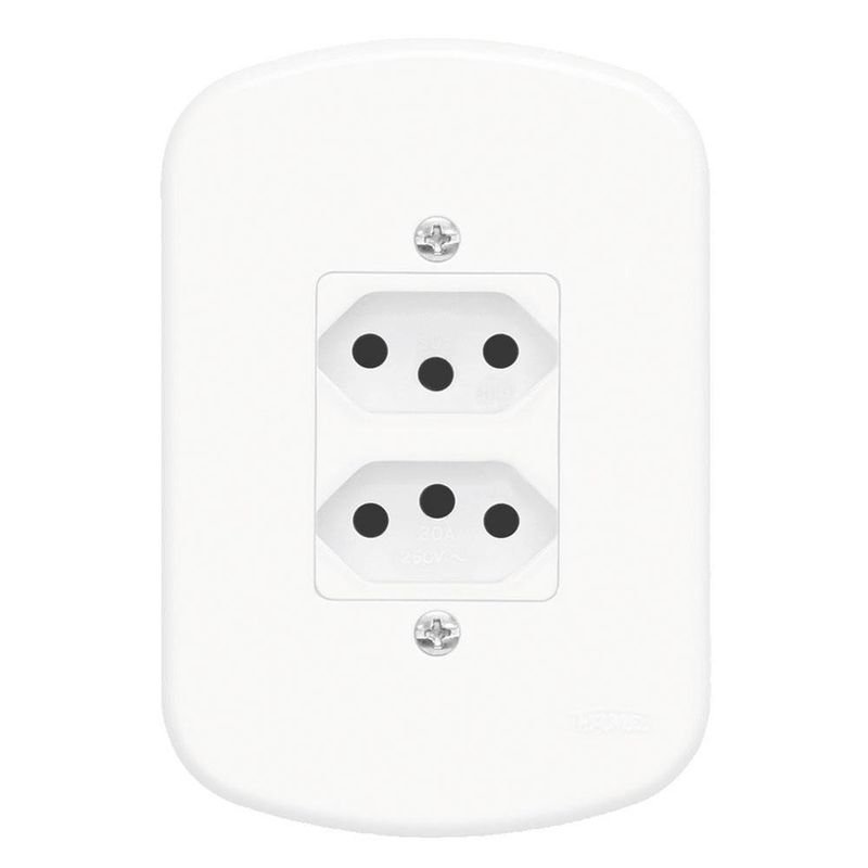 Conjunto 2 Tomadas 2P+T 20A 250 Volts Distanciadas Blanc - 1354 - FAME