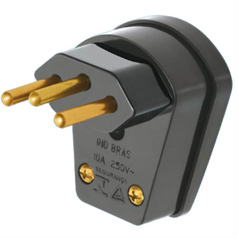 Plugue 2P+T 90g 10A Preto - 1489 - FAME