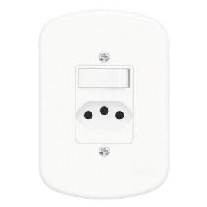 Conjunto Interruptor Simples + Tomada 2P+T 20A 250 Volts Blanc - 1358 - FAME