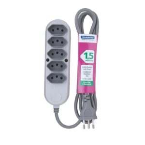 Extensão 5 Tomadas 2P+T 10A 250V 1,5m - 57504029 - TRAMONTINA