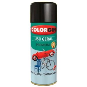 Tinta Spray Preto Rápido Brilhante para Uso Geral 400ml - 52001 - COLORGIN