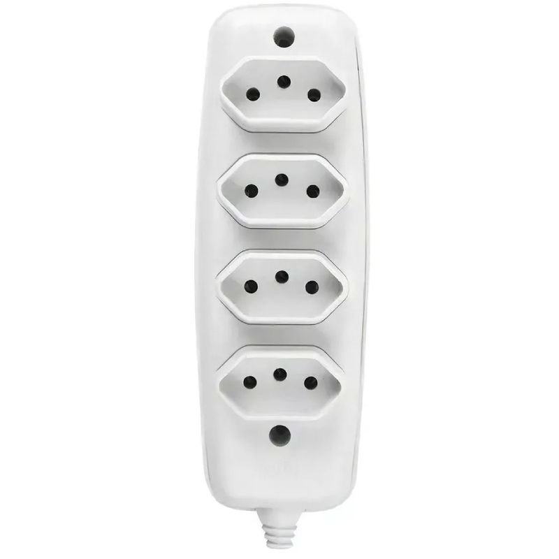 Tomada em Barra Quadrupula 2P 10A 250 Volts Branca - 26340 ILUMI