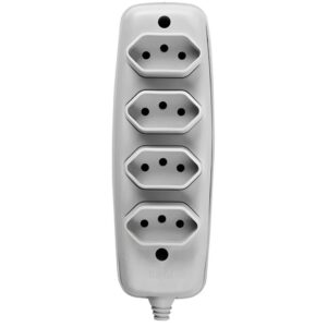 Tomada em Barra Quadrupla 2P 10A 250Volts Cinza - 16340 - ILUMI