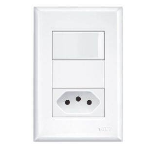 2 Interruptores Simples +1 Tomada 2P+T 10A 250 Volts - 2921 - FAME
