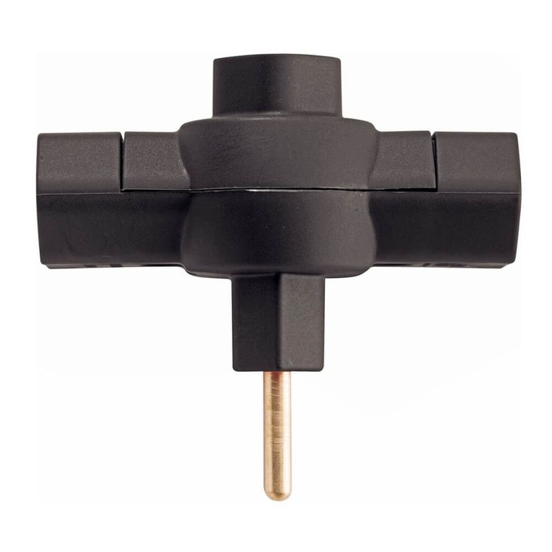 Plugue T Preto 2P de 10 Ampères e 250 Volts - 57400/172 - TRAMONTINA