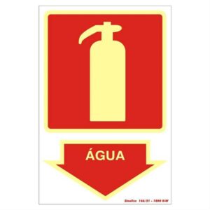 Placa de PVC Fotoluminescente Auto-Adesiva 20x30 Extintor de Água - 250 BQ - SINALIZE