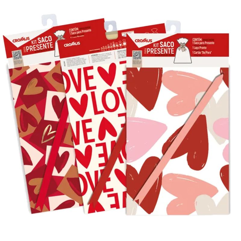 Kit Saco de Presente 35x54cm Romatica Sortido 1 Unidade - 350010 - CROMUS